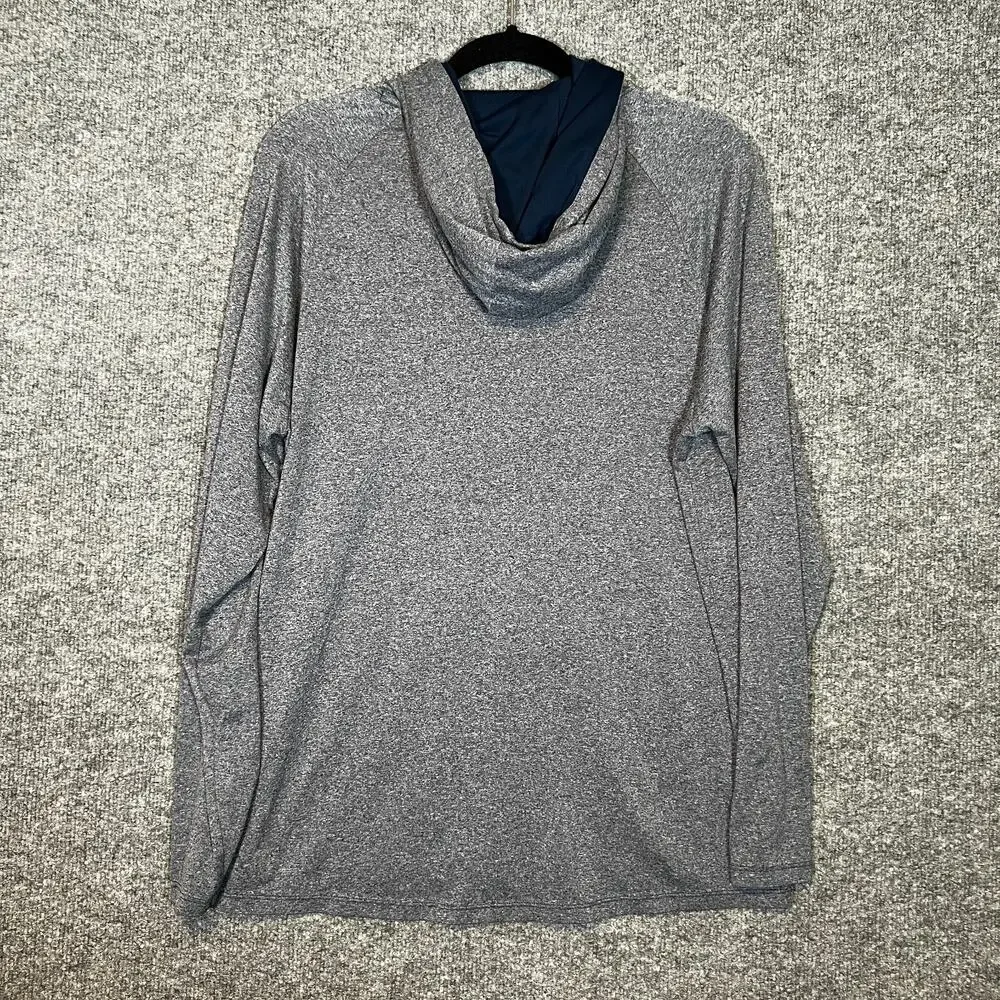 Under Armour Shirt Mens Large Blue‎ Hooded Tshirt Long Sleeve Stretch Flaw